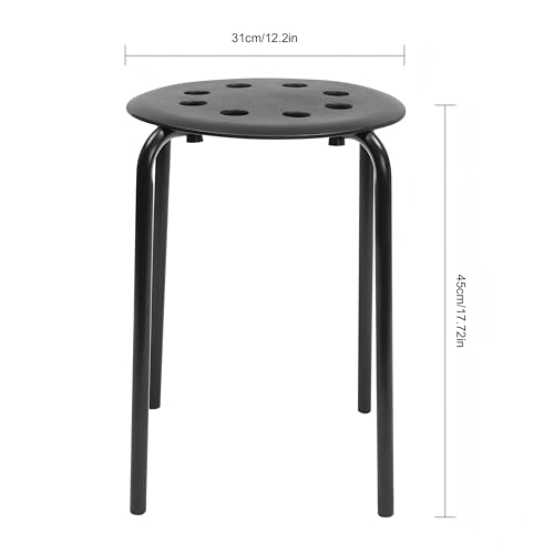 GSHIOIO 10 Pack 17-Inch Stacking Stools – Black Backless Plastic–Steel Frame for School, Office, Home