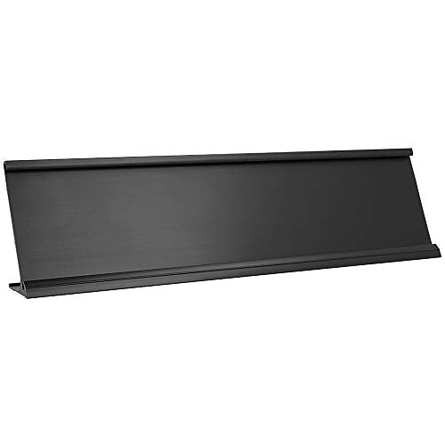 ExcelMark 2x8 Aluminum Name Plate Holder for Desk - Black - 1 Name Plate/Black