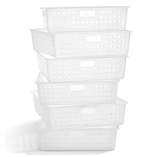 Geetery 6 Pack Classroom Storage Baskets with Handle, Clear - Organizer Bins