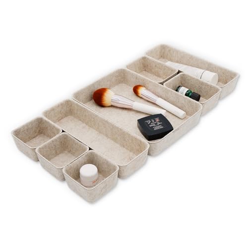 Welaxy 8-Piece Nordic Felt Desk Drawer Organizer Set Oatmeal - Home Office Storage