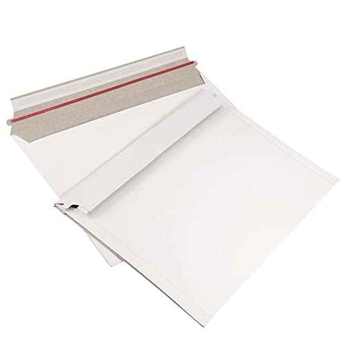 SINJEUN 100 Pack 9x 12 Inch Stay Flat Mailers, 250 gsm Self Seal White Cardboard Envelopes, Stay Flat Envelopes for Files, Photos, Pictures, Papers