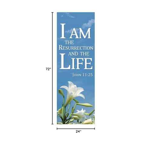 New Life Series Church Banner for Lent and Easter - I Am The Resurrection