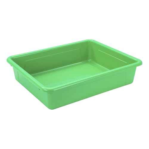 School Smart Sturdy Plastic Storage Tray, Multifunctional Design for Classroom, Home, and More, Letter Size, Green