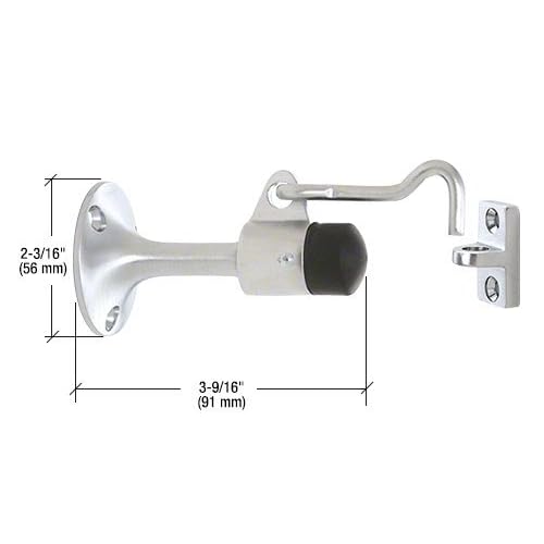 CRL Satin Chrome Finish Wall Mounted Heavy Duty Door Stop with Hook and Holder