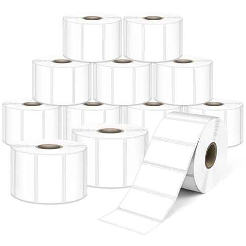 L LIKED 2" x 1" Direct Thermal Labels, Permanent Adhesive Barcode Adress Labels & Compatible with Rollo, Zebra and Other Desktop Printers (12 Rolls, 15600 Labels)