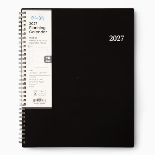 Enterprise Blue Sky 2027 Weekly & Monthly Planner Calendar 8.5x11 - Professional Organizer