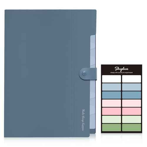 SKYDUE Expanding File Organizer with 8 Pockets, Accordion File Folders with Labels, Portable Document Paper Bill Receipt Organizer, Home College School Office Supplies, Letter Size, Blue