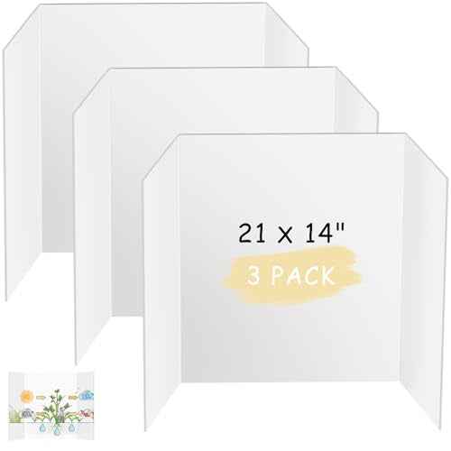 HAUTOCO 3 Pcs Small Trifold Poster Board 21 x 14 inches Tri Fold Presentation Boards White Corrugated Project Boards for Science Fair, School Project, Event Displays, Business