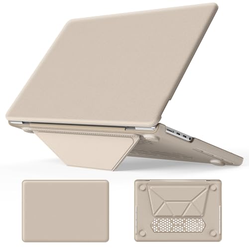 Batianda Premium PU Leather Case for New M4 MacBook Pro 16 inch 2024 2023 2021 M3 M2 M1 Pro/Max Chip Business Elegant Protective Cover with Foldable Stand, Full Protection with Anti-Slip Pads, Khaki