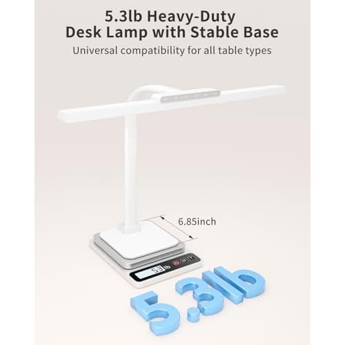 LED Desk Lamps for Home Office with Base, 24W Brightness Touch Control Desk Light, Adjustable Gooseneck Tall Office Lights for Drawing,Reading,Crafts,Gaming,Workbench,Architect,Study, White
