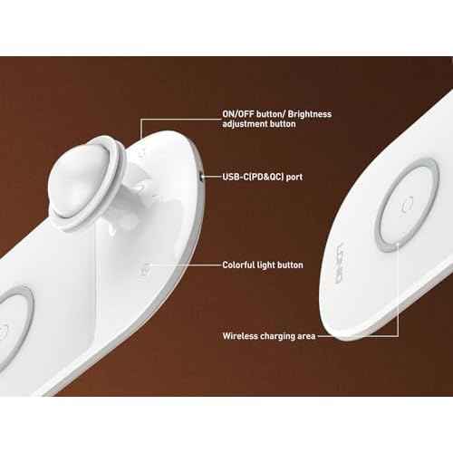 LDNIO Bedside Lamp with Wireless Charger, Desktop lamp with Wireless Fast Charger LED Desk Lamp with Dimable Touch Control Night Light with Wireless Charger Perfect for Gift