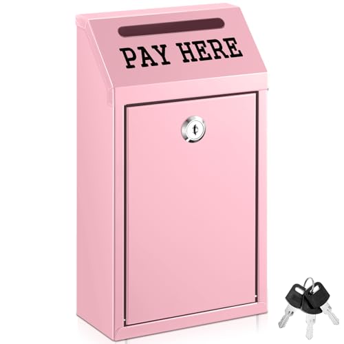 Yaocom Pink Metal Cash Box 10.2 x 5.7 x 2.8 Inch with Keys for Retail & Security