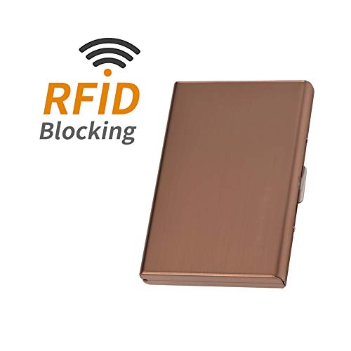 Rose Gold RFID Metal Credit Card Holder Wallet - Stainless Steel Business Card Case for Men & Women
