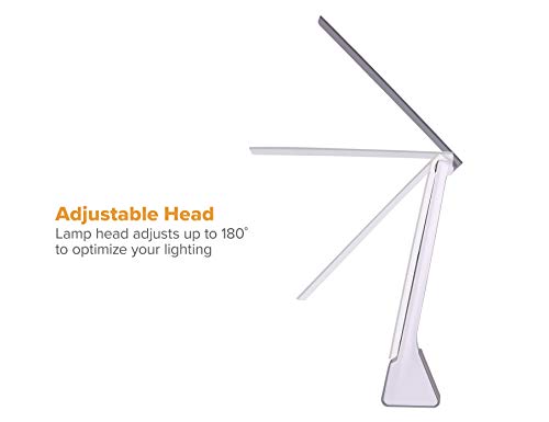 Bostitch Rechargeable LED Desk Lamp Gray, 3 Color Temperatures, Portable & Foldable