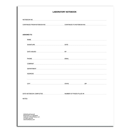 BookFactory Lab Notebook Laboratory Notebook - Professional Grade - 168 Pages, 8'' x 10'' (Ruled Format) Cover is Black and Burgundy Imitation Leather, Section Sewn Hardbound (Made in USA)