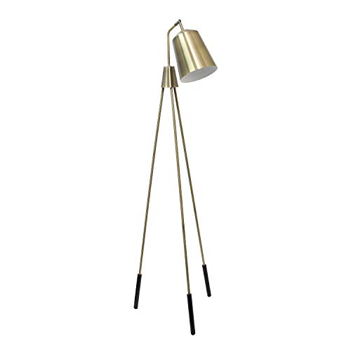 Elegant Designs LF1025-ABS Three Legged Antique Brass Floor Lamp with Shifting Shade