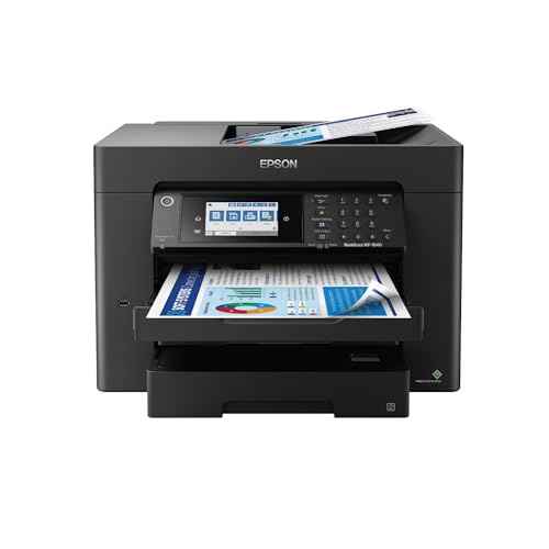 Epson Workforce Pro WF-7840 Wireless All-in-One Wide-Format Printer with Auto 2-Sided Print up to 13" x 19", Copy, Scan and Fax, 50-Page ADF, 500-sheet Paper Capacity, 4.3" Screen,Black