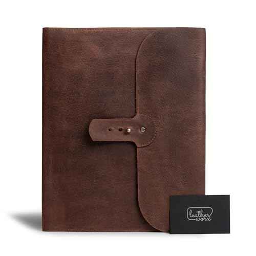 Moleskine Cover (8.5 x 11 in.) Executive Portfolio for Business, Personal Planner for Men & Women, Full Grain Leather, Handmade, Bourbon Brown