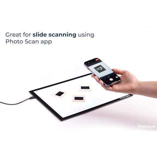 Photomyne A4 Slide Viewer | Light Pad Backlight | Negative Viewer | Film Negatives & Old Slides Scanning Light Box | Hands-Free Ultra-Thin Ultimate Brightness (Includes USB Adapter) - Black