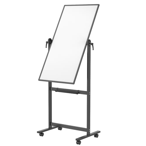 VIZ-PRO Double-Sided Magnetic Mobile Dry Erase Whiteboard 48 x 24 Inches, Black Frame