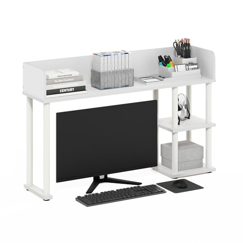 Furinno Classic 3-Tier Desk Hutch, White – 9.3D x 37W x 25.6H, 20 lb total capacity