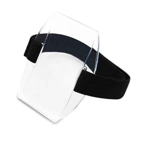 Arm Badge Holder Armband with Adjustable Strap IDs Cards Sleeve Plastic Name Label Badge Holder for Work Pass Universal Armband Wristband Pouch Sleeve