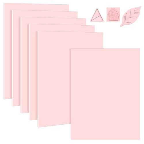6 Pack 8''x10'' Pink Rubber Stamp Carving Blocks Soft Carving Blocks for DIY Stamp Making, Printmaking, Art Projects Craft Supplies for Beginners & Professionals
