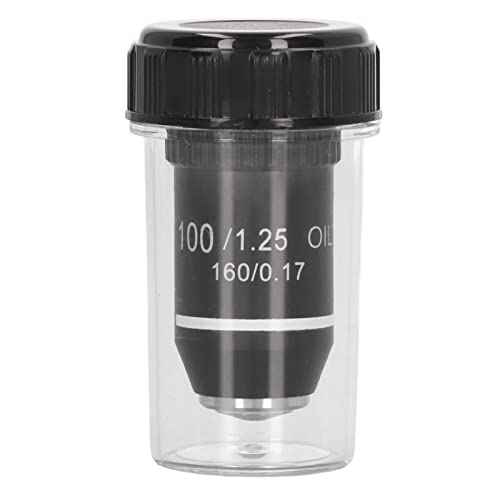 Biological Microscope Lens, 195 Achromatic Black Objective Lens 100X High Power Objective Interface 20.2mm Thread Shape Standard RMS Size, for Use on Microscopes Replacement