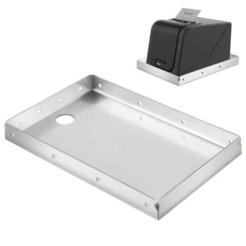 Shimeyao 1 Pack 304 Stainless Steel Printer Tray 10.24 x 6.5 Inch POS KDS Printers Shelf Thermal Printer Stand Mounts to Wall or Shelf Edge, Silver, 4 Mounting Holes Each Side