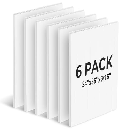 24¡¿36¡¯¡¯ White Poster Board, 3/16 Inches Thick Corrugated Plastic Board, Large Blank Board for Sign, School Projects,Craft,Art, 6 Pack
