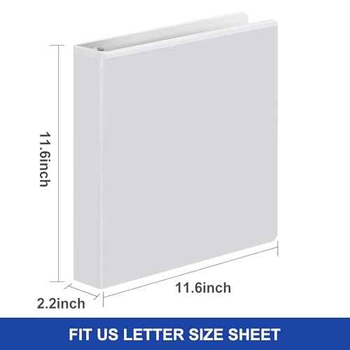 Comix Sturdy 1.5 Inch D-Ring Binders, 1.5'' 3 Ring Binder with Clear View Cover, 1-1/2 Inch Rings Holds 350 Sheets of 8.5" x 11" Paper, 6 Packs (White)