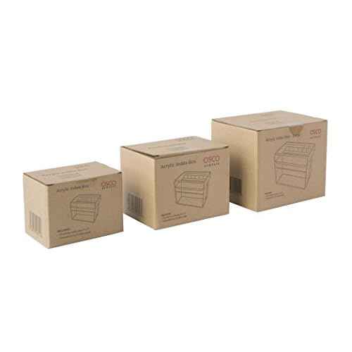 OSCO Clear Acrylic Index Box, Large, A to Z Divider Tabs, 100 Lined Note Cards, 7" x 5", Ruled Revision Flash Cards, Recipe Notes, Office Contact Filing, Desktop Organiser, 177 x 127 mm