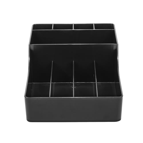 Restaurantware Restpresso Coffee Bar Organizer, 1 Count Durable 9 Compartments, Compact Size, Black Plastic Tabletop Coffee Supplies Organizer For Homes, Office Spaces, Breakrooms, and Lounges