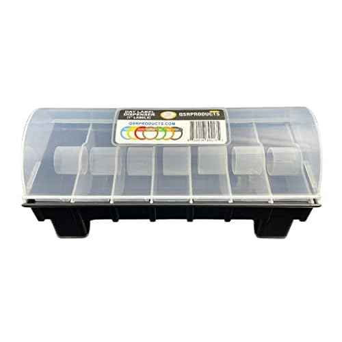 QSRProducts 7-Slot Day of The Week Covered Label Dispenser (for 3/4" & 1" Labels) - Food Sticker Holder for Inventory Management and Meal Prep, Protects Labels Inside