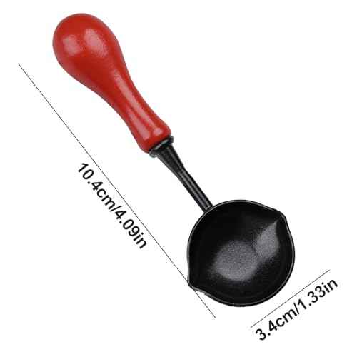 Wax Seal Spoon | Wax Seal Warmer | du?l Pour Spout Melting Spoon Wax | Anti-Stick Fire Paint Stamp Spoon with Wood Handle for Sealing Stamp Letter Envelope