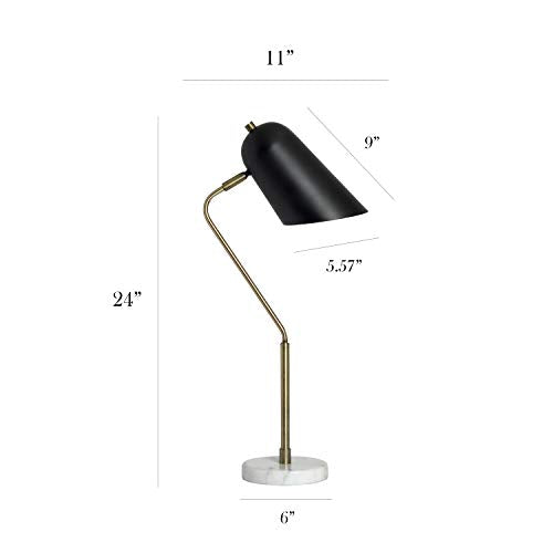 Elegant Designs LD1058-ABS Antique Brass and Marble Base Arched Desk Lamp