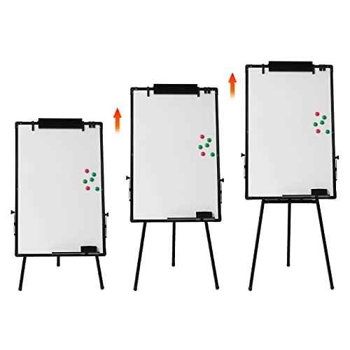 Magnetic Flipchart Stand Whiteboard with Non-Slip Tripod, Magnetic Portable Dry Wipe White Board with Height Adjustable, Foldable Whiteboards Hook Moving Flipchart Paper for School, Office