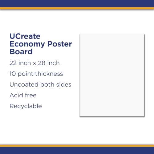 UCreate White Poster Board 22x28 Inches, Pack of 100 - Art & Craft Supplies