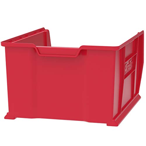 Akro-Mils 30289 Super-Size AkroBins Plastic Storage Bins, Space-Saving Stackable Bins for Garage, Classroom, Warehouse Organization, 24-Inch L x 18-Inch W x 12-Inch H, Red, 1-Pack