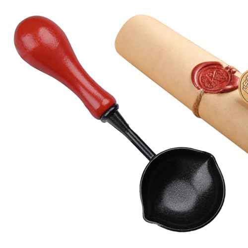 Wax Seal Spoon | Wax Seal Warmer | du?l Pour Spout Melting Spoon Wax | Anti-Stick Fire Paint Stamp Spoon with Wood Handle for Sealing Stamp Letter Envelope