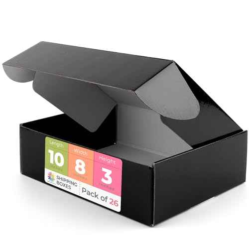 Mat Board Center, 10x8x3 Shipping Black Box, Waterproof Mailer Sturdy Box for Small Business Mailing, T-shirt, Candle Gift, 26 Pack