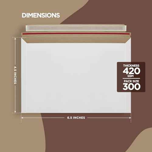 300 Pack 6.5x4.5 inches Rigid Mailer Self Seal Photo Document Mailers, Stay Flat White Cardboard Shipping Envelopes, Photography Mailers for CD, Photos, Document