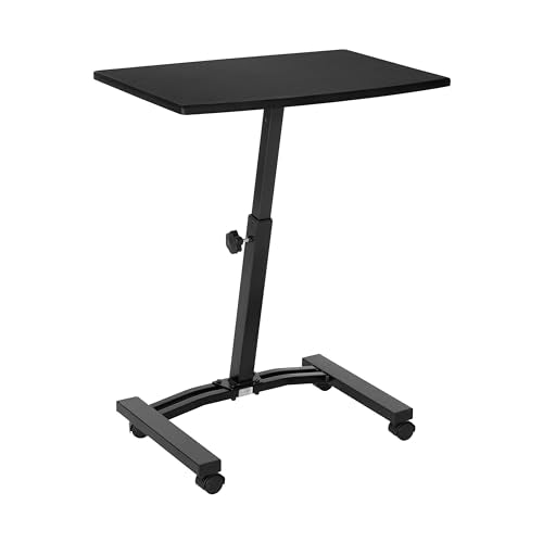 Seville Classics Airlift Adjustable Laptop Desk with Wheels - 24 Inch Black Flat Model