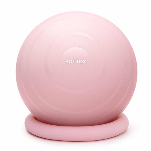 YOTTOY 58-65cm Pink Exercise Ball Chair with Base – Yoga Ball Chair for Home/Office, 330 lb Capacity, Anti-Burst