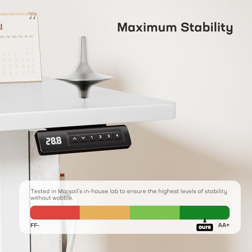 Marsail 40x24 Electric Adjustable Height Standing Desk with Storage Bag, 4 Memory Height Settings,Sit Stand Up Desk for Home Office,Computer Gaming Workstation, Cable Manager, and Headphone Hook