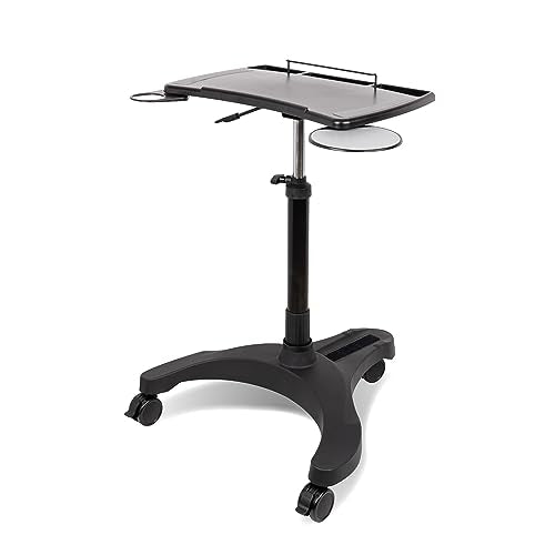 Pro Desk Mobile Laptop Cart on Wheels with Storage — Height Adjustable Sit/Stand, EHO