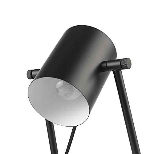 GLOBE Electric 52299 Sahara 14" Desk Lamp, Matte Black, Swing Shade, in-Line On/Off Rocker Switch