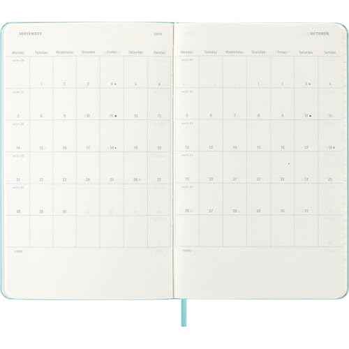 Moleskine Classic 12 Month 2026 Weekly Planner, Hard Cover, Large (5" x 8.25"), Aquamarine, 144 pages