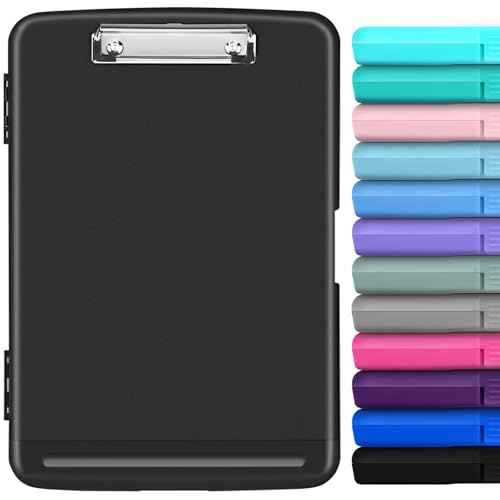 Clipboard with Storage, High Capacity Clip Boards 8.5x11, Heavy Duty Plastic Nursing Clipboard Folder with Pen Holder and Low Profile Clip for School & Office