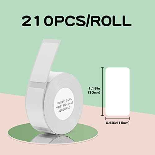 Label Maker Tapes for NIIMBOT D11/D110/D101 Printer, 6 Rolls 0.59''x1.18'' Adapted D11 Label Print Paper, D110 Thermal Sticker Paper Waterproof Self Adhesive Labeling Tape (White, 15 * 30mm)